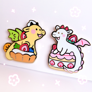 Strawberry Cake Dragon Enamel Pin