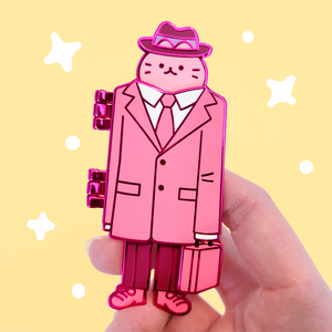 Pink Business Cat Enamel Pin