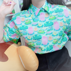 Frog Friends Button-Up Tee