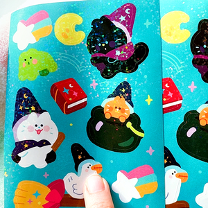 Wizard Cat + Friends Glittery Sticker Sheets