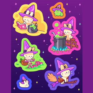 Vinyl Witch Bunny Sticker Sheet